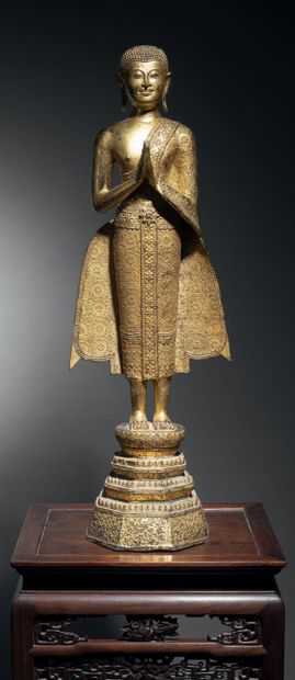 Monk, Thailand. 20th century. Lacquered and...