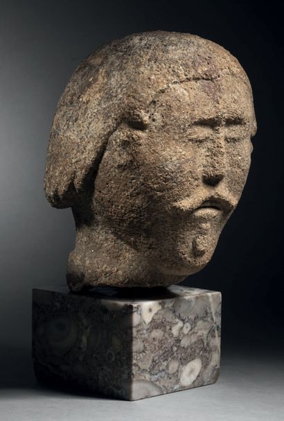 Male head
The flat, heart-shaped face features...