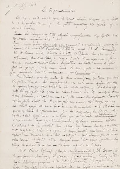 Laforgue (Jules)
Les Impressionnistes. Manuscrit...