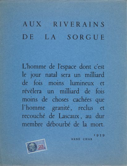 CHAR René
TO SORGUE RESIDENTS. TRACT POSTER....