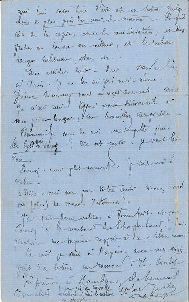 LAFORGUE Jules
AUTOGRAPH LETTER SIGNED to...