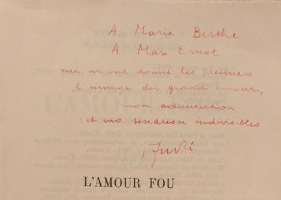BRETON André
L'AMOUR FOU. Paris, Gallimard,...