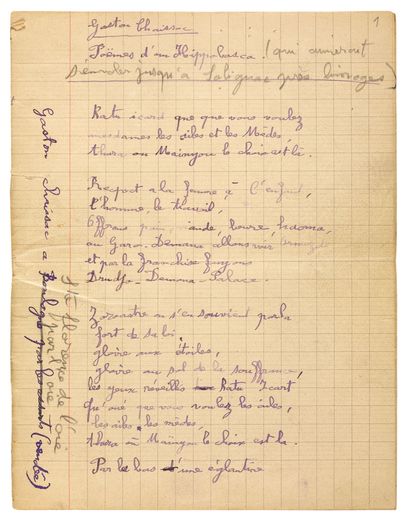 CHAISSAC Gaston
POEMS OF A HIPPOBOSCA. AUTOGRAPH...