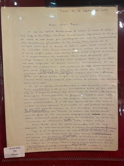 BRETON André
AUTOGRAPH LETTER SIGNED to René...