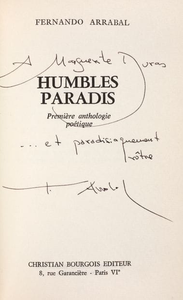 ARRABAL Fernando
HUMBLE PARADISES. Paris,...