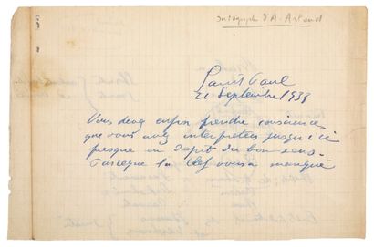 ARTAUD Antonin
AUTOGRAPH LETTER WITH INK...