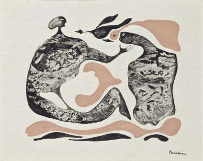 PERAHIM Jules
DÉCALCOMANIE ET GOUACHE SIGNÉE....