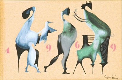 PERAHIM Jules
CARTE DE VOEUX. GOUACHE ORIGINALE...