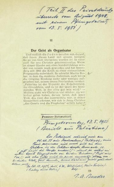 BAADER Johannes
DER STERN ERDE und das Atomzeitalter....