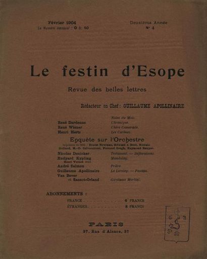 [APOLLINAIRE Guillaume]
REVUE. LE FESTIN...