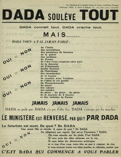 [DADA]. DADA SOULÈVE TOUT. TRACT MANIFESTE....