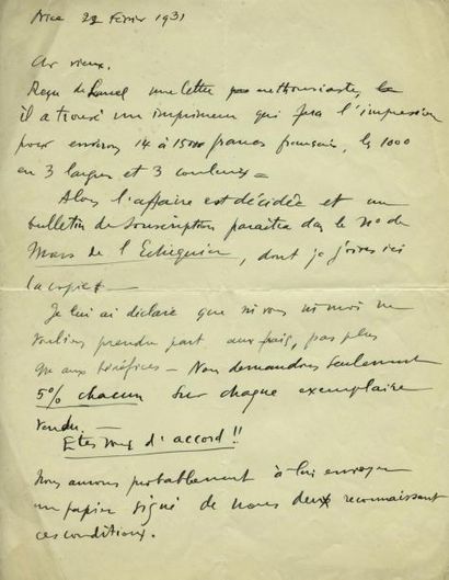 Duchamp Marcel
4 LETTRES AUTOGRAPHES SIGNÉES...