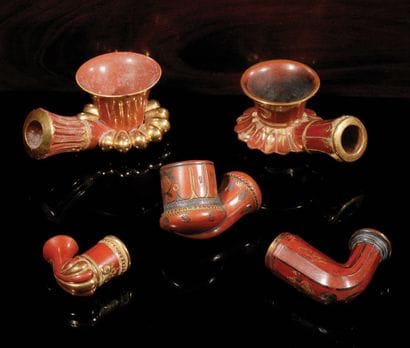 Set of six Tophane chibouk stoves
Glazed...