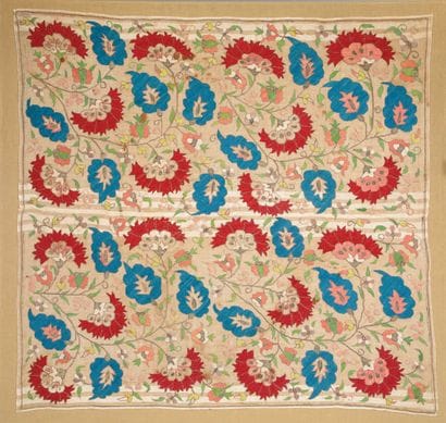 Bohemian embroidery with red carnations and...
