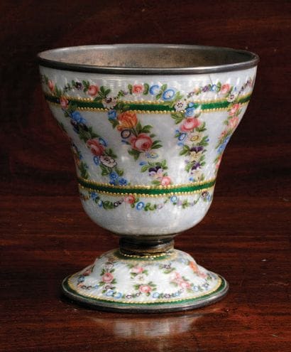 Small polychrome and gold enameled silver...