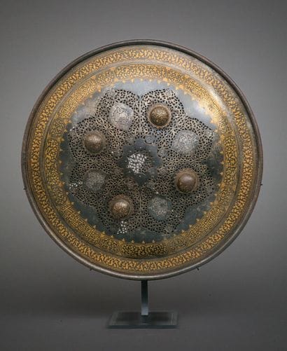 Separate shield
Gold damascened steel
Iran,...