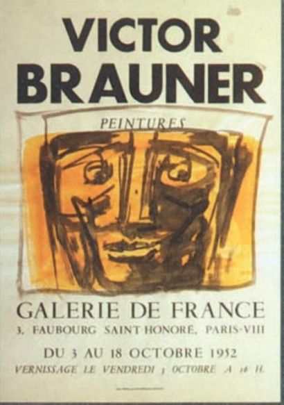 BRAUNER Victor
AFFICHE AQUARELLÉE. Paris,...