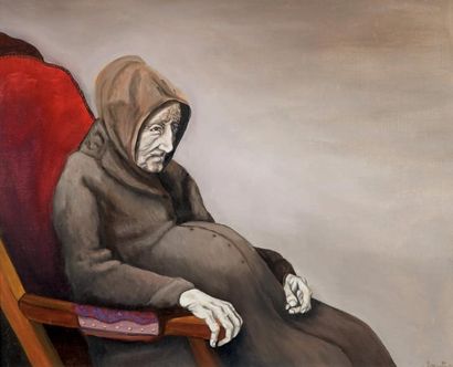 BRENTA Gilles
FEMME ENCEINTE. HUILE SUR PANNEAU...