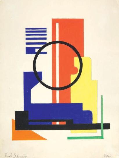 [AVANT-GARDE RUSSE]. SCHMIDT Kurt. GOUACHE...