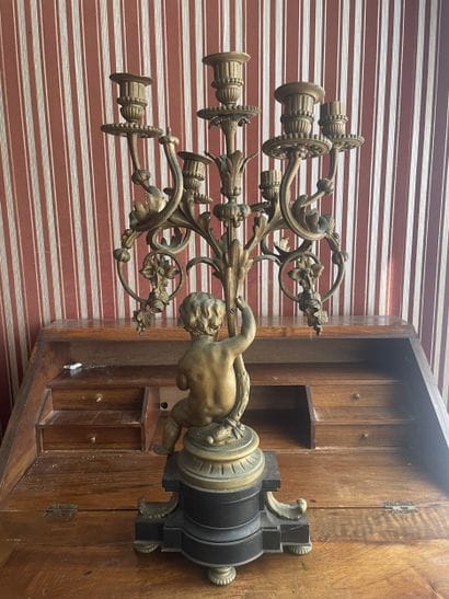 Gilded bronze candelabra with seven arms...