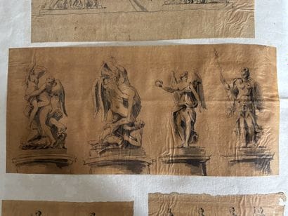 Large folio album featuring around 100 drawings...