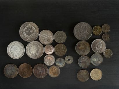 Lot of silver, gilt or silver-plated coins...