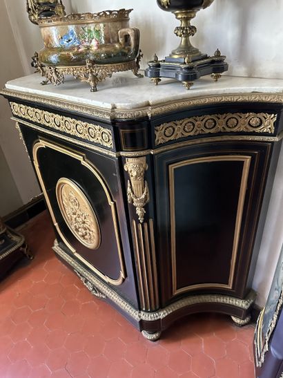 In-between cabinet in blackened wood veneer,...