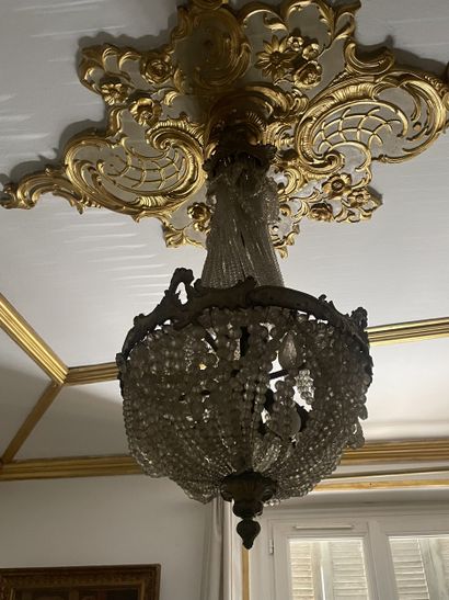 Gilt bronze balloon chandelier with glass...
