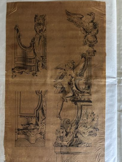 Large folio album featuring around 100 drawings...