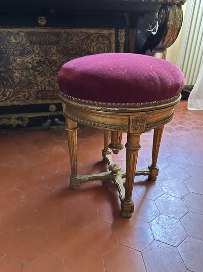 Tabouret de piano circulaire à assise tournante...