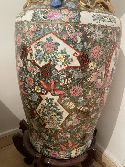 A large polychrome porcelain baluster vase...