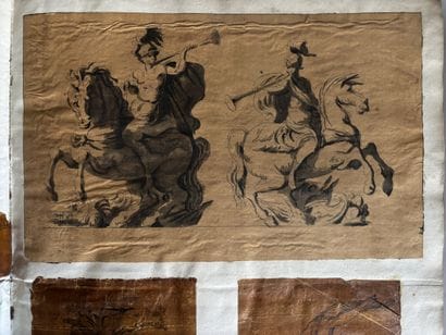 Large folio album featuring around 100 drawings...