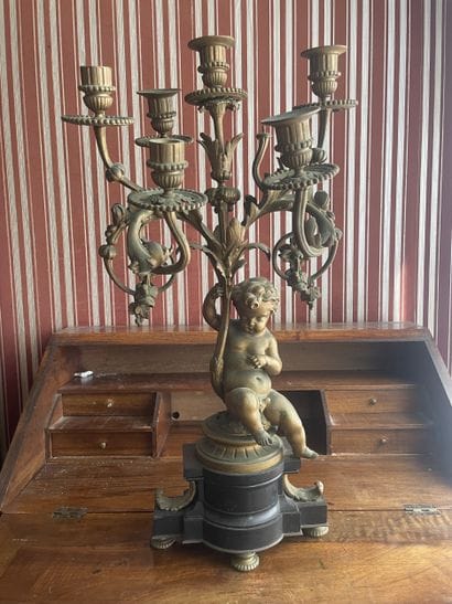 Gilded bronze candelabra with seven arms...