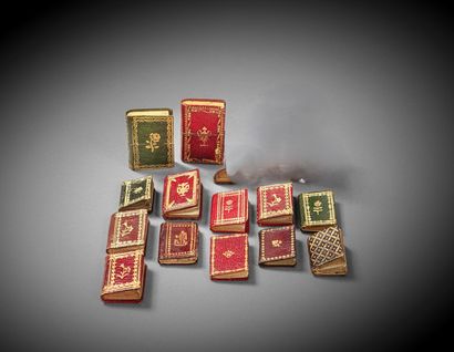 MINUSCULE. - Together 13 volumes in-64, long-grained...