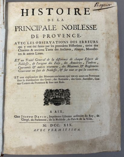 [MAYNIER (B. de)]. Histoire de la principale...