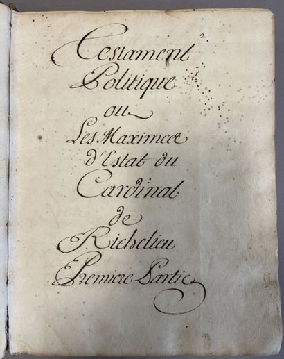 MANUSCRIT. - RICHELIEU (Cardinal de). Testament...