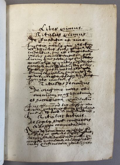 MANUSCRIT. - CUJAS (Jacques)]. Paratitia...