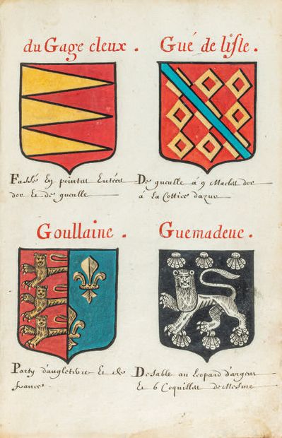 MANUSCRIT. - ARMORIAL DE BRETAGNE. Rennes,...