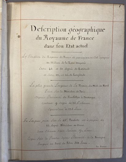 MANUSCRIT. - Description géographique du...
