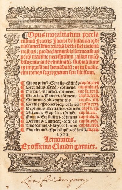 LIMOGES. - LAUSANNE (Jacques de). Opus moralitatum...