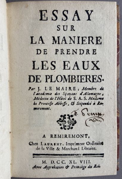 REMIREMONT. - LEMAIRE (Joseph). Essay on...