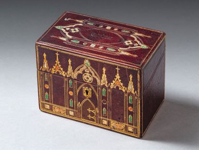 ROMANTIC LETTER BOX. - Box covered with burgundy...