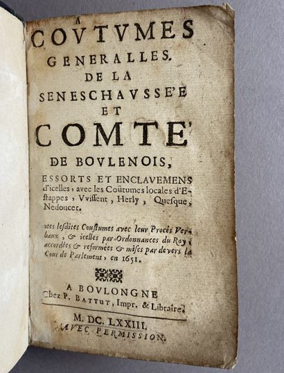 BOULOGNE. - Coutumes généraux de la Seneschaussée...