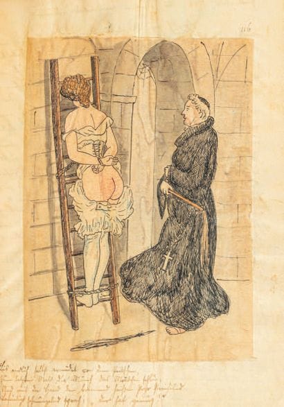 CURIOSA. - MANUSCRIT]. Flagellation and spanking....