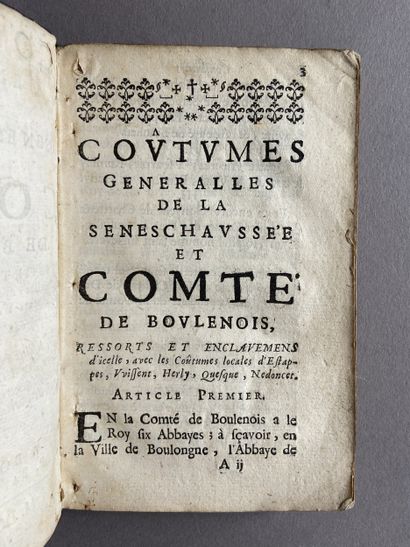 BOULOGNE. - Coutumes généraux de la Seneschaussée...
