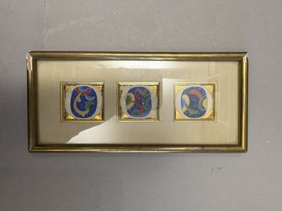 MANUSCRIT. - ILLUMINATION]. Three ornate...