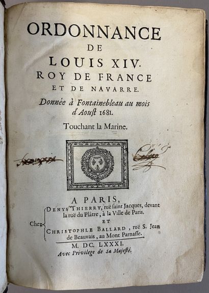 MARINE. - ORDINANCE DE LOUIS XIV, Roy de...