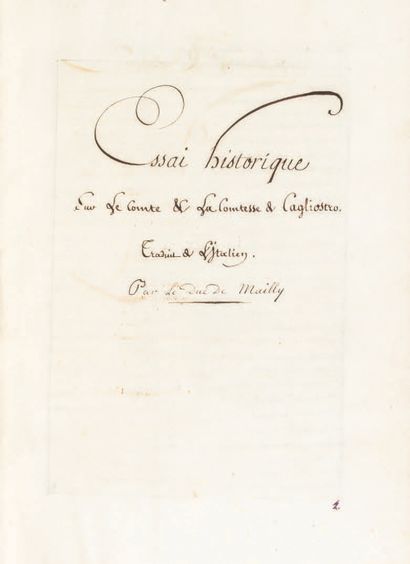 MANUSCRIT. - CAGLIOSTRO]. Recueil de pièces...
