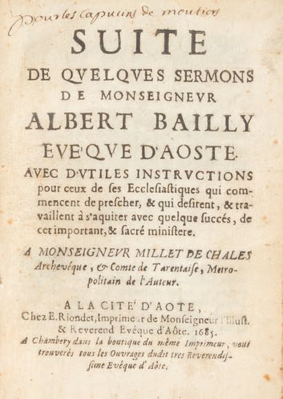 AOSTE. - BAILLY (Mgr Albert, Bishop of Aoste)....