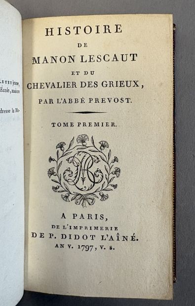 PRÉVOST (l'abbé). Histoire de Manon Lescaut...